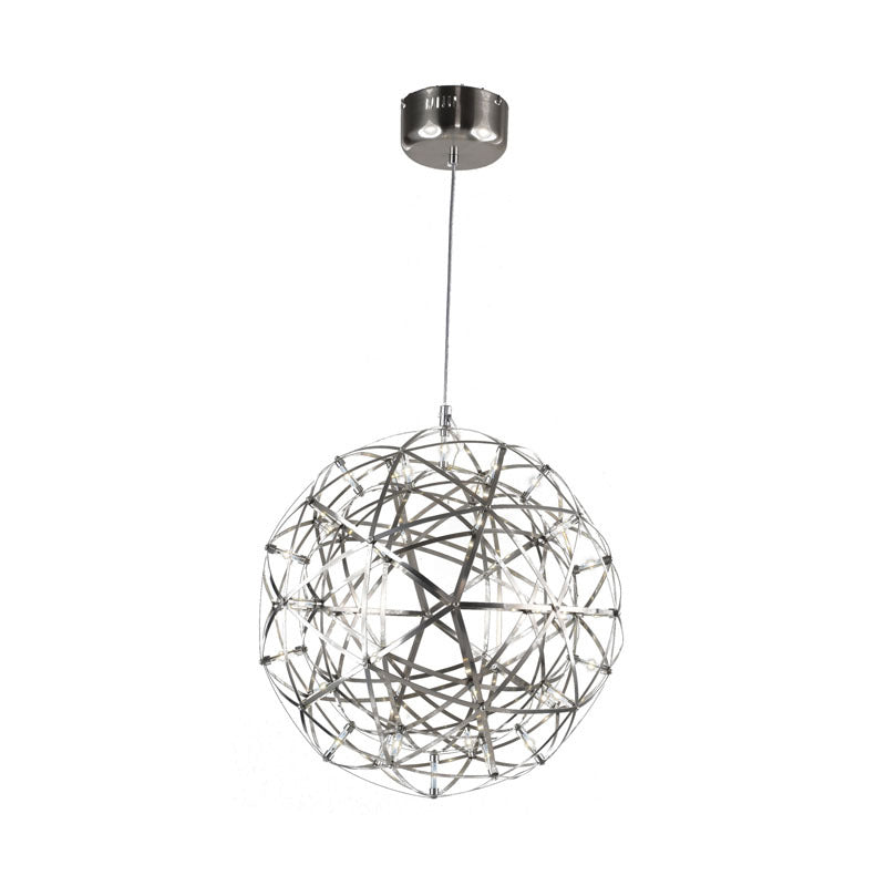 Round Metal Frame LED Ceiling Fixture with LED Star Lights in Satin Nickel by Bethel