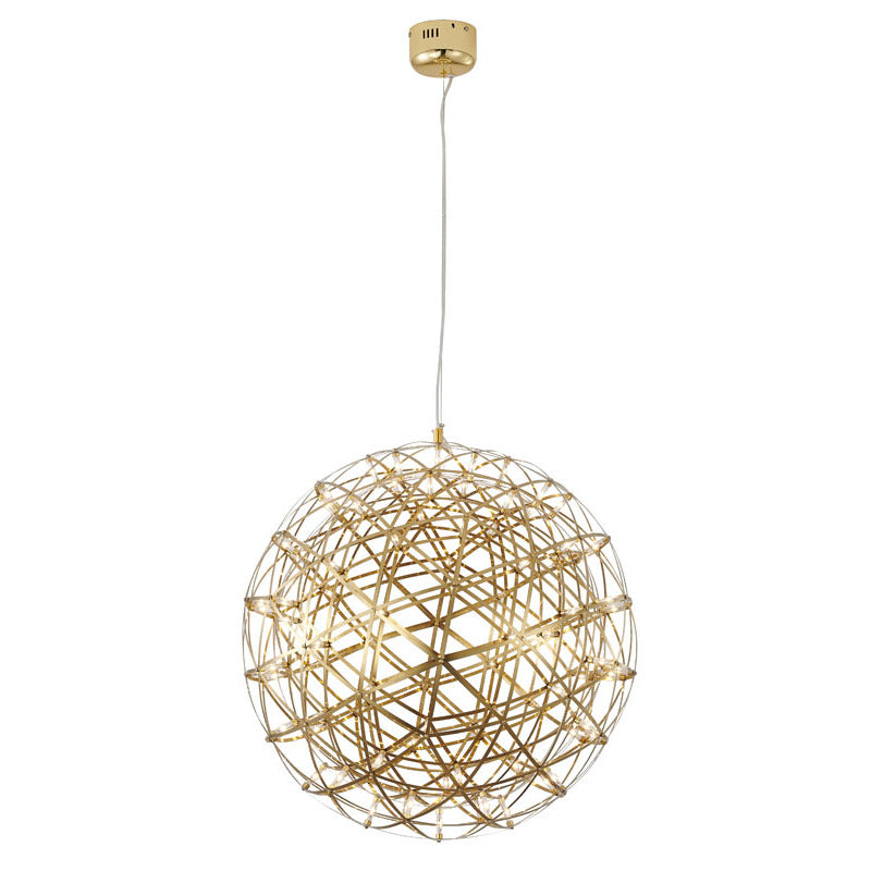 Round Metal Frame LED Ceiling Fixture with LED Star Lights in Gold by Bethel