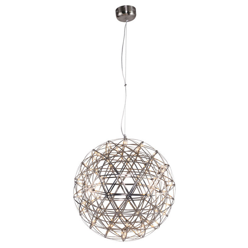 Round Metal Frame LED Ceiling Fixture with LED Star Lights in Satin Nickel by Bethel