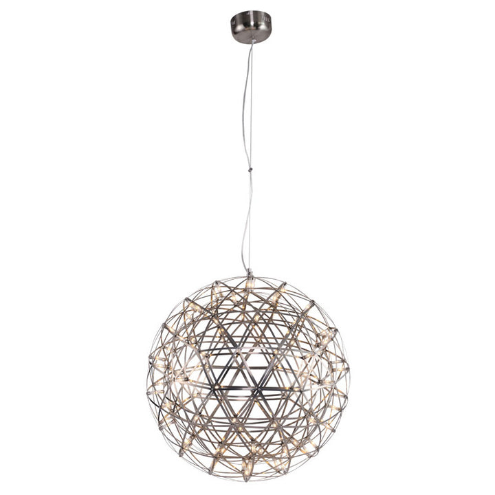 Round Metal Frame LED Ceiling Fixture with LED Star Lights in Satin Nickel by Bethel