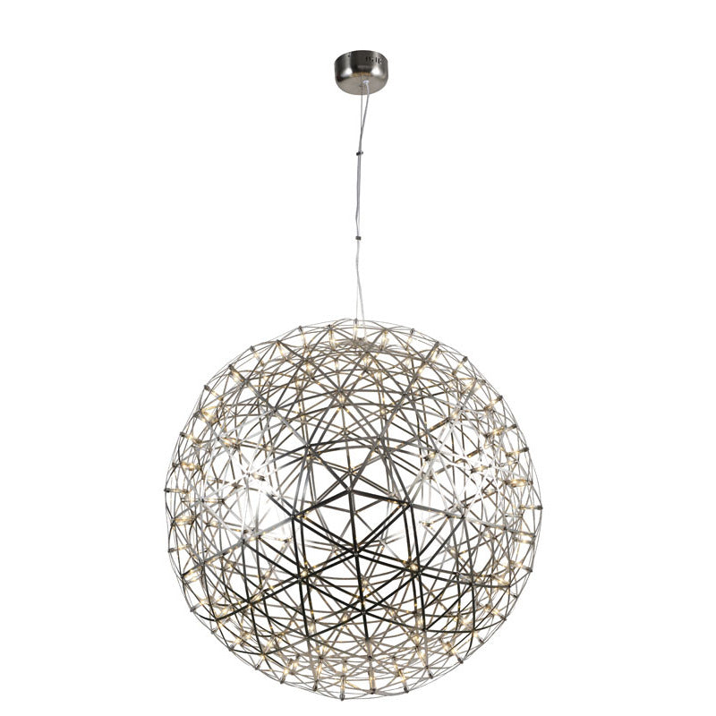 Round Metal Frame LED Ceiling Fixture with LED Star Lights in Satin Nickel by Bethel