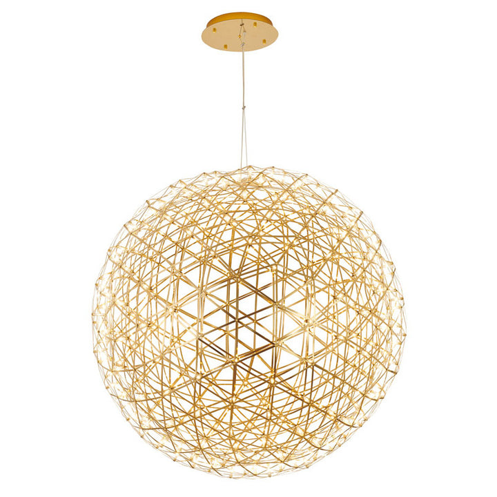 Round Metal Frame Ceiling Fixture with LED Star Lights in Gold by Bethel