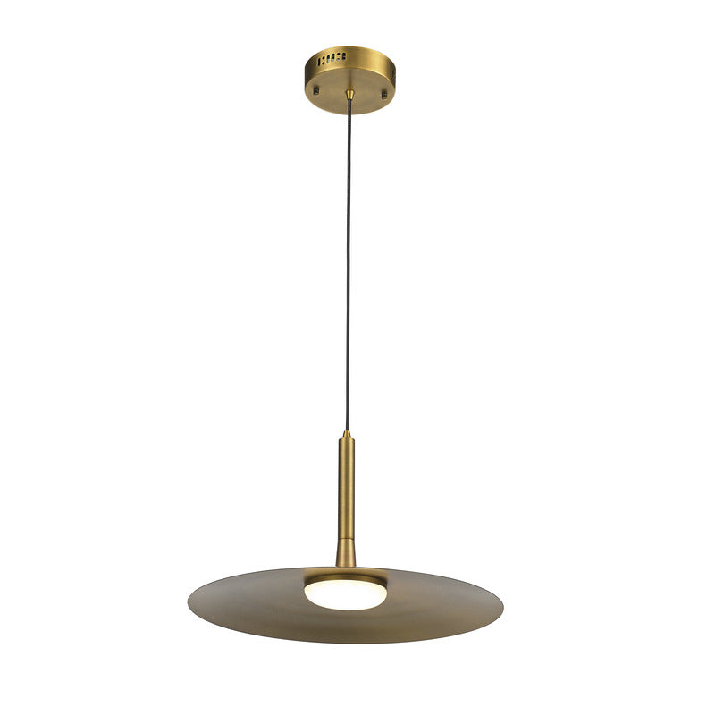 Round Metal Semi Matte Antique Brass Pendant Light by Bethel
