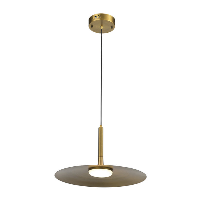 Round Metal Semi Matte Antique Brass Pendant Light by Bethel