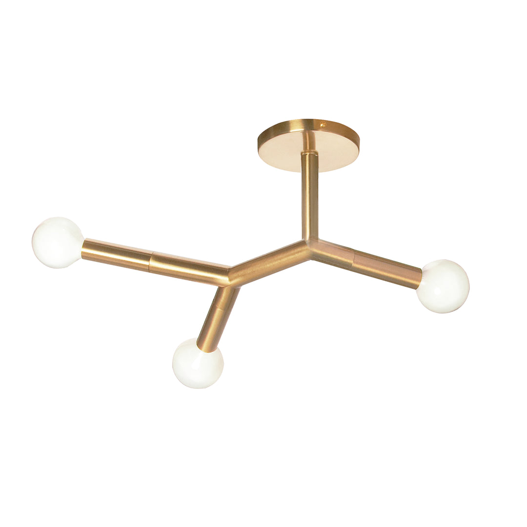 Morgan 3 Light Incandescent Semi-Flush Mount in Aged Brass by Dainolite