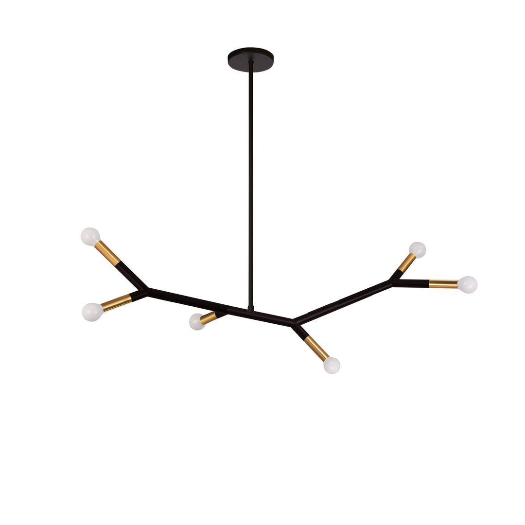 Morgan 6 Light Incandescent Horizontal Pendant in Matte Black & Aged Brass by Dainolite