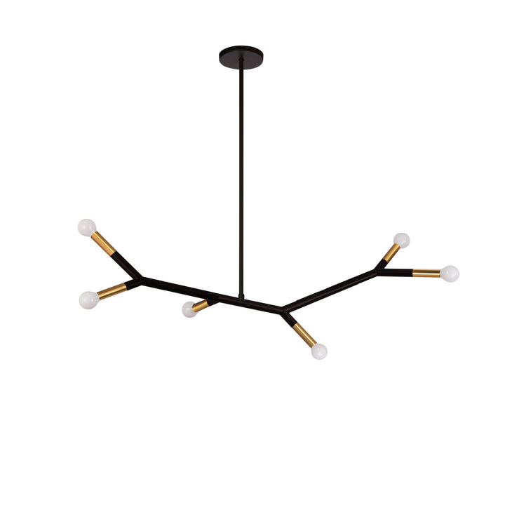Morgan 6 Light Incandescent Horizontal Pendant in Matte Black & Aged Brass by Dainolite