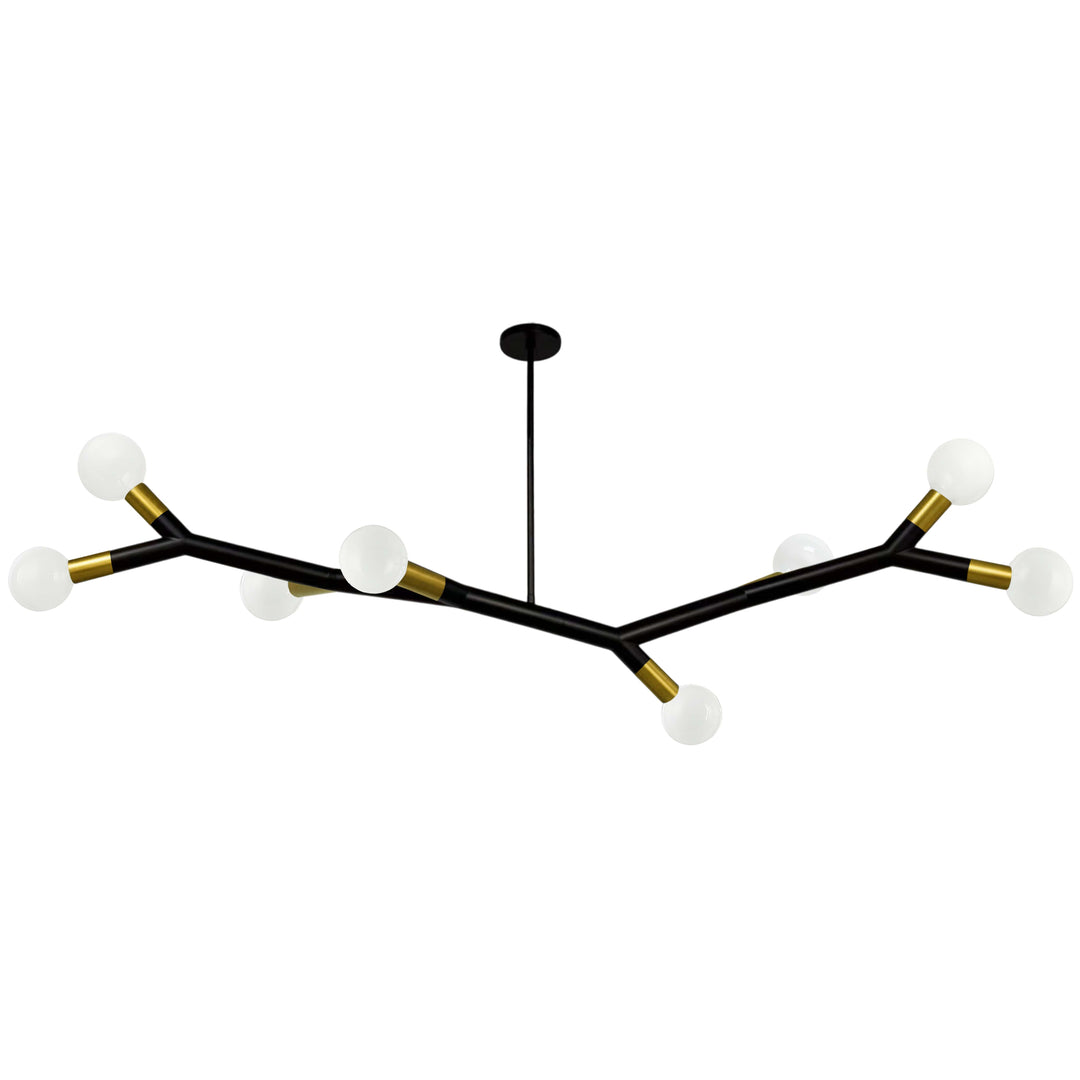Morgan 8 Light Horizontal Pendant in Matte Black & Aged Brass by Dainolite