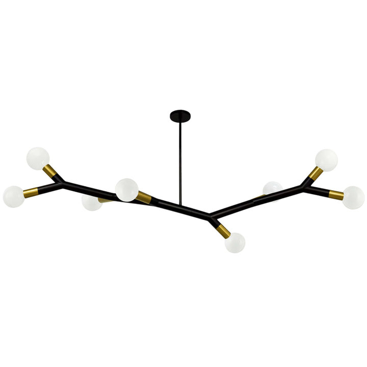 Morgan 8 Light Horizontal Pendant in Matte Black & Aged Brass by Dainolite