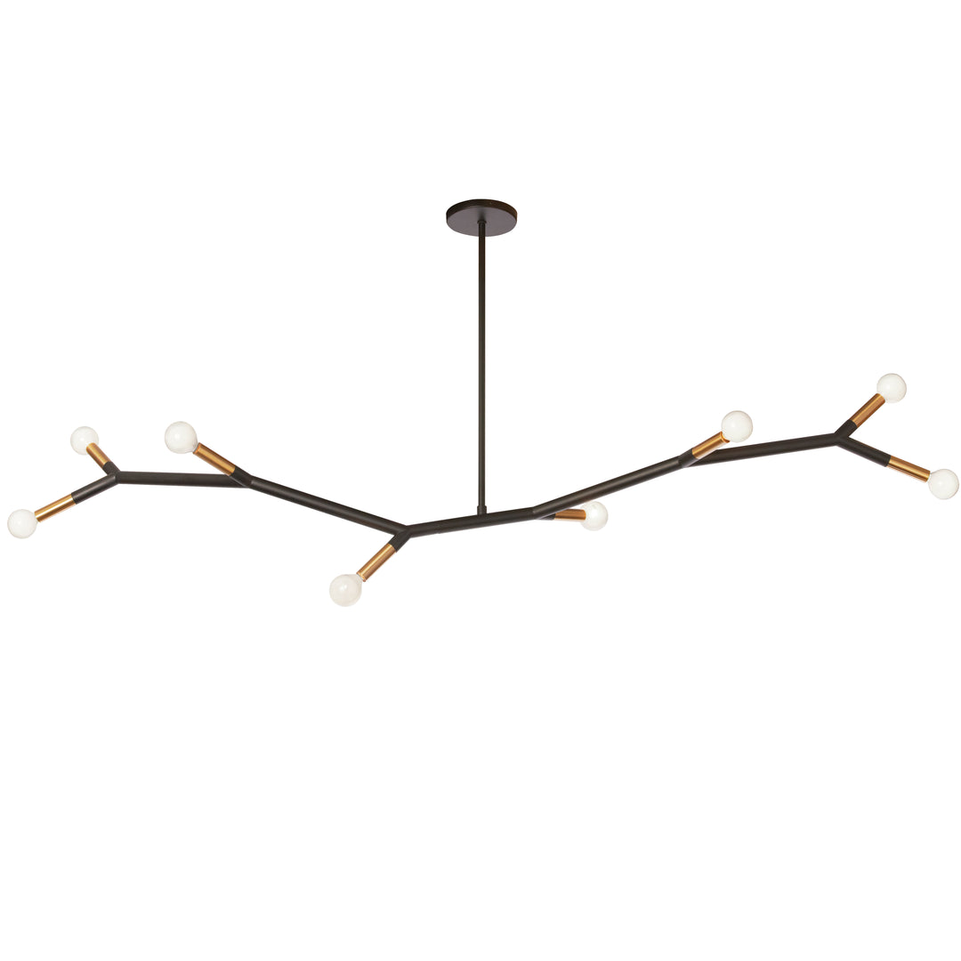 Morgan 8 Light Incandescent Horizontal Pendant in Matte Black & Aged Brass by Dainolite