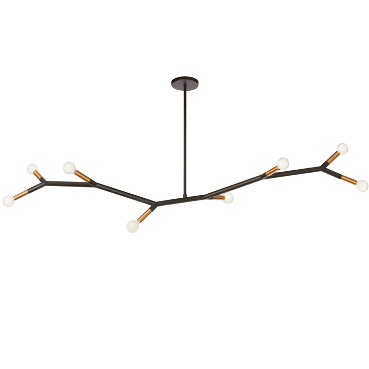 Morgan 8 Light Incandescent Horizontal Pendant in Matte Black & Aged Brass by Dainolite