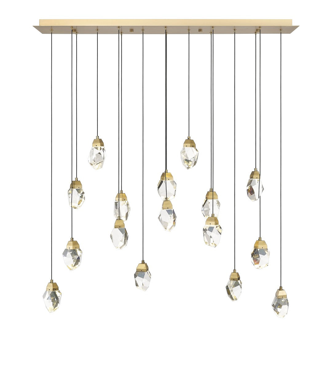 Theia - 16 Light Linear LED Multi-Pendant in Aged Brass by Moderno Lighting