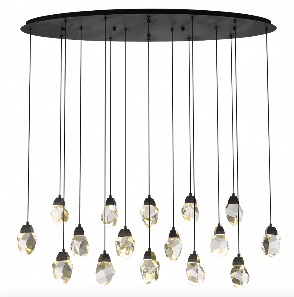 Theia - 16 Light Linear LED Multi-Pendant in Matte Black by Moderno Lighting