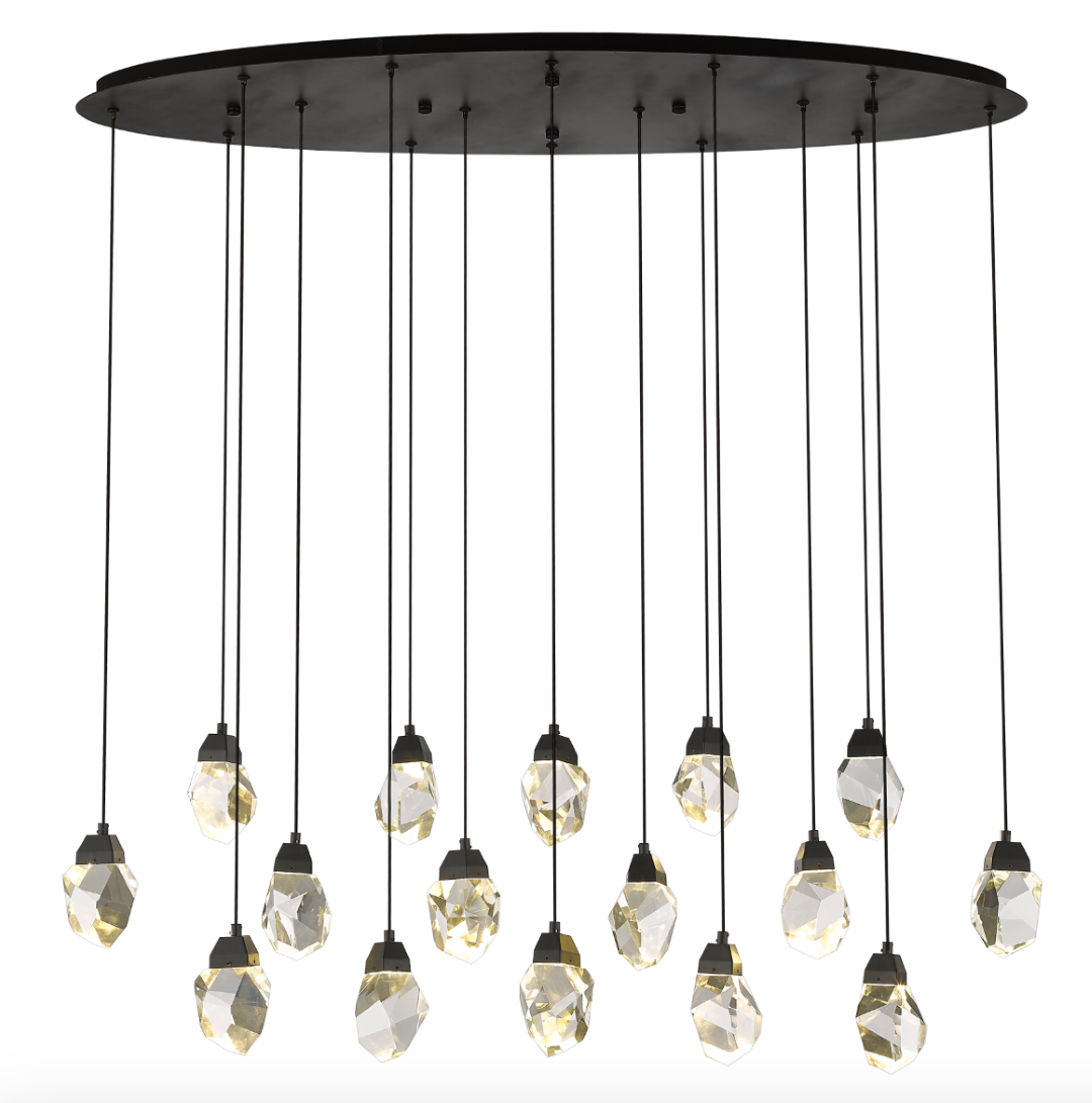 Theia - 16 Light Linear LED Multi-Pendant in Matte Black by Moderno Lighting