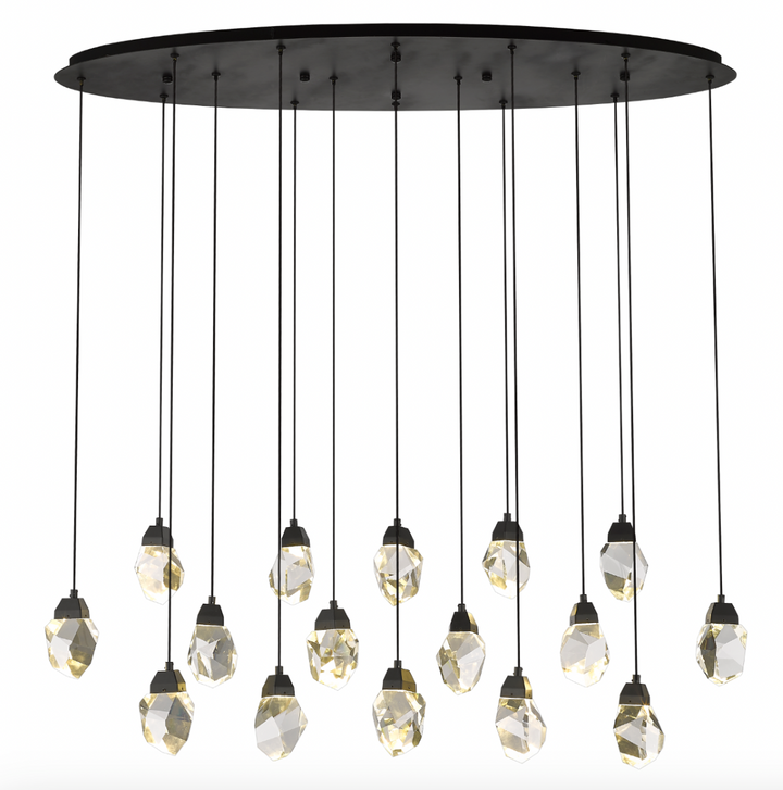 Theia - 16 Light Linear LED Multi-Pendant in Matte Black by Moderno Lighting