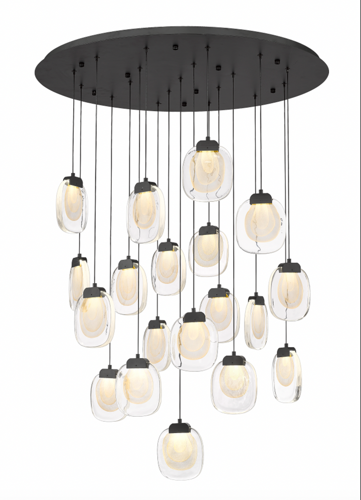 Gaia - Multiple Light LED Pendant in Matte Black by Moderno Lighting