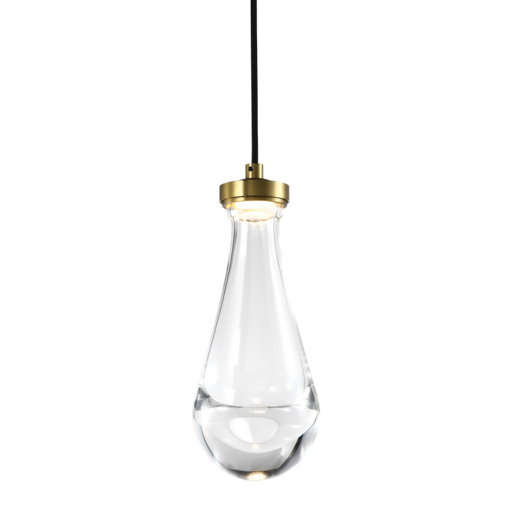 Vaso Water Drop Mini-Pendant in Aged Brass by Zeev