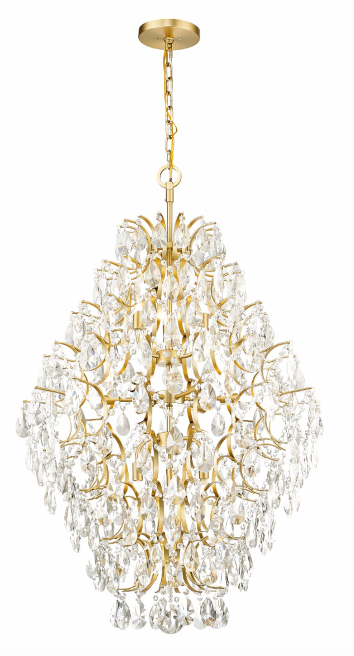 Villa - Multiple Light Chandelier with Crystal in Aged Brass by Moderno Lighting
