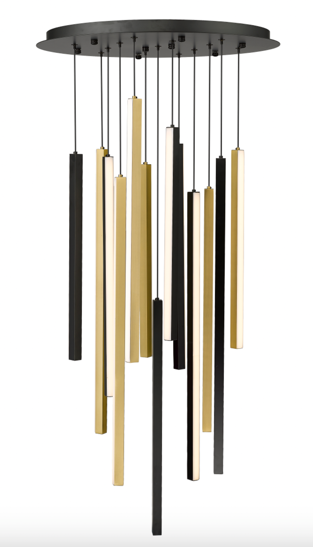 Omega - Multiple Light LED Pendant in Matte Black & Aged Brass by Moderno Lighting