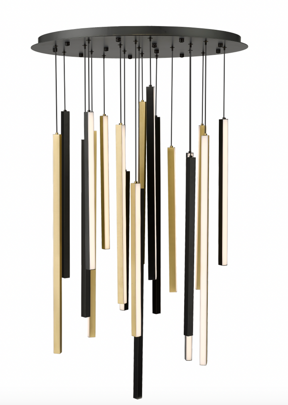Omega - Multiple Light LED Pendant in Matte Black & Aged Brass by Moderno Lighting