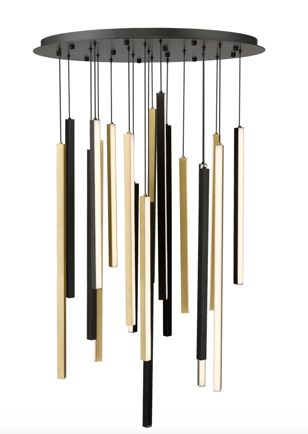 Omega - Multiple Light LED Pendant in Matte Black & Aged Brass by Moderno Lighting