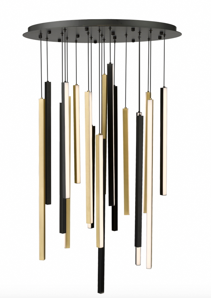 Omega - Multiple Light LED Pendant in Matte Black & Aged Brass by Moderno Lighting