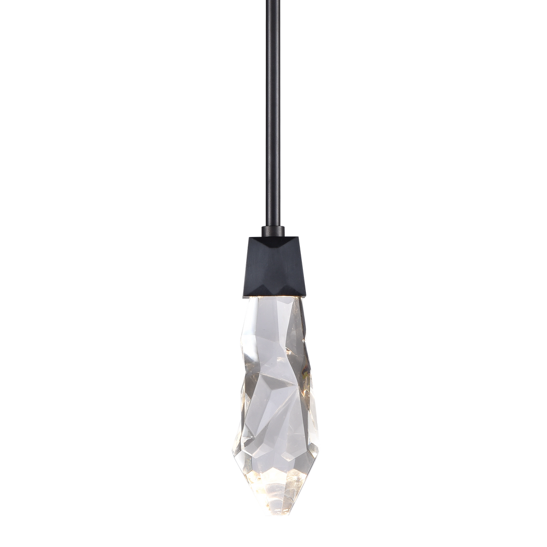 Angelus Crystal Mini-Pendant in Satin Brushed Black by Zeev