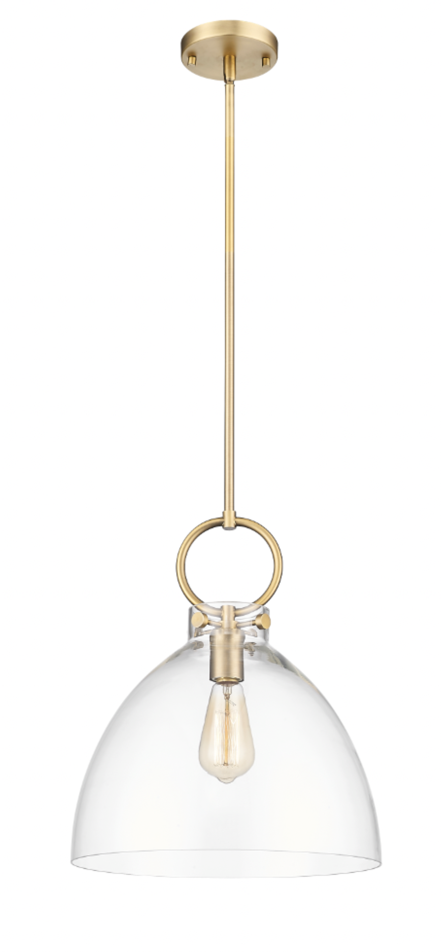 Magnus - 1 Light Pendant with Clear or Gloss White Glass in Aged Brass by Moderno Lighting