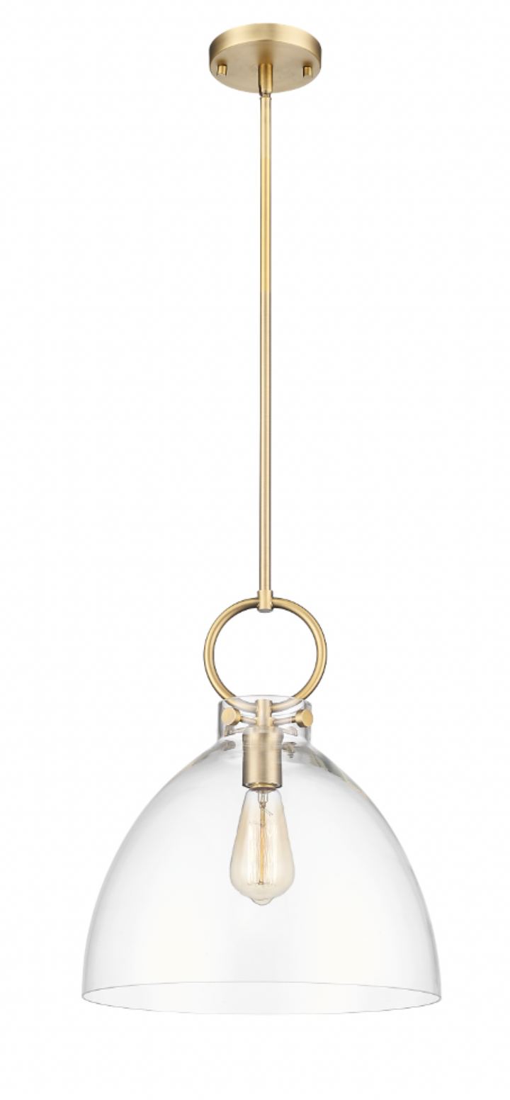 Magnus - 1 Light Pendant with Clear or Gloss White Glass in Aged Brass by Moderno Lighting