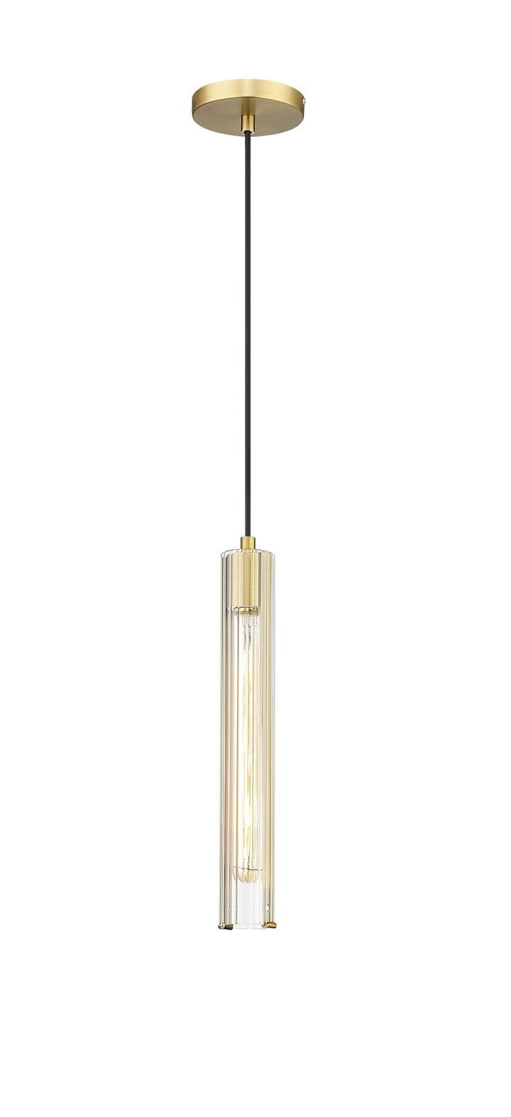 Mozart - 1 Light Mini-Pendant with Fluted Glass in Aged Brass by Moderno Lighting