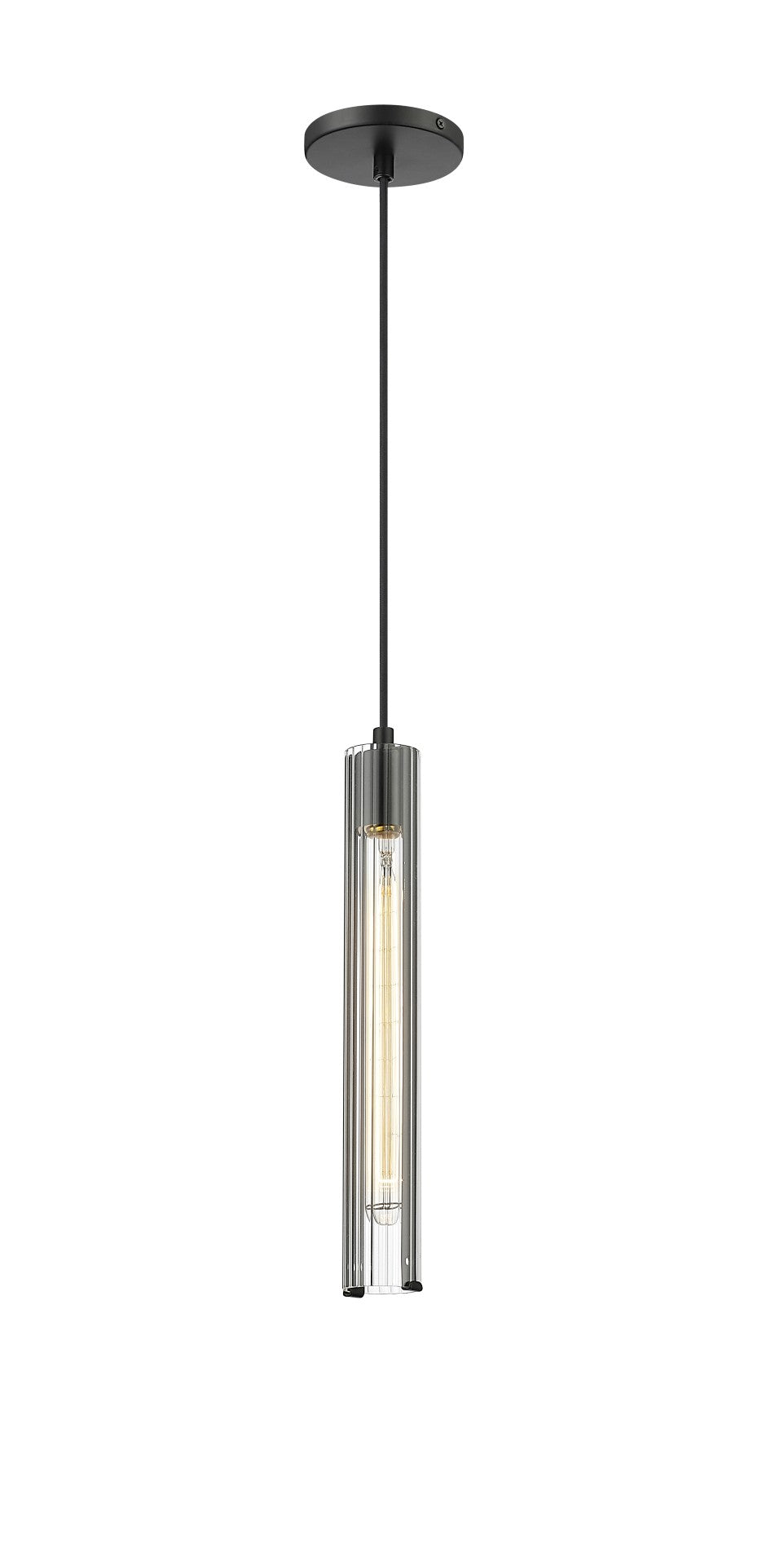 Mozart - 1 Light Mini-Pendant with Fluted Glass in Matte Black by Moderno Lighting