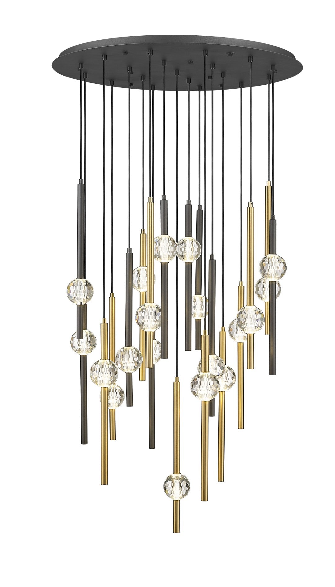 Zeus - Multiple Light LED Pendant in Textured Black & Aged Brass by Moderno Lighting