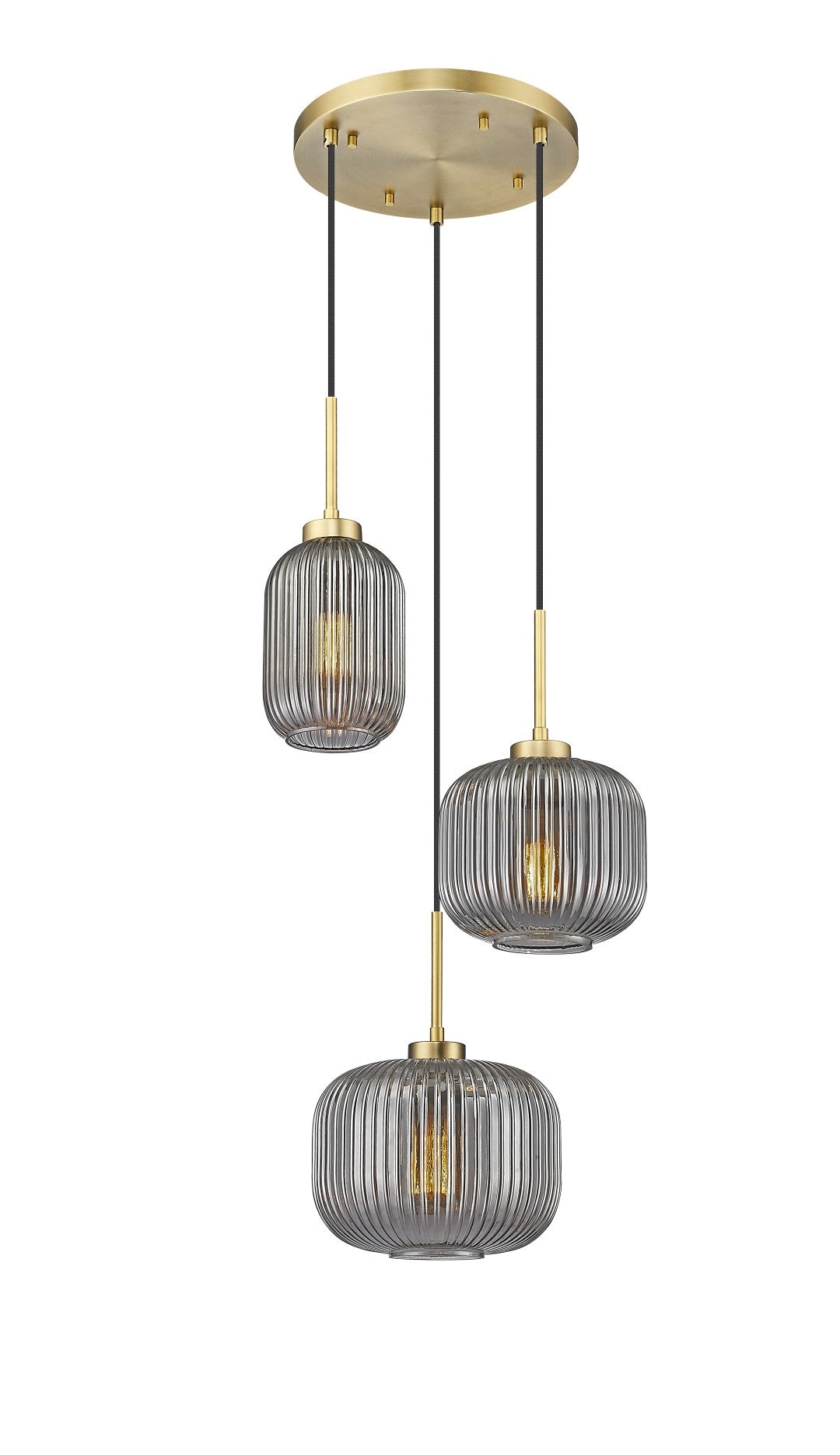 Omni - 3 Light Multi-Pendant with Clear or Smoked Glass in Aged Brass by Moderno Lighting