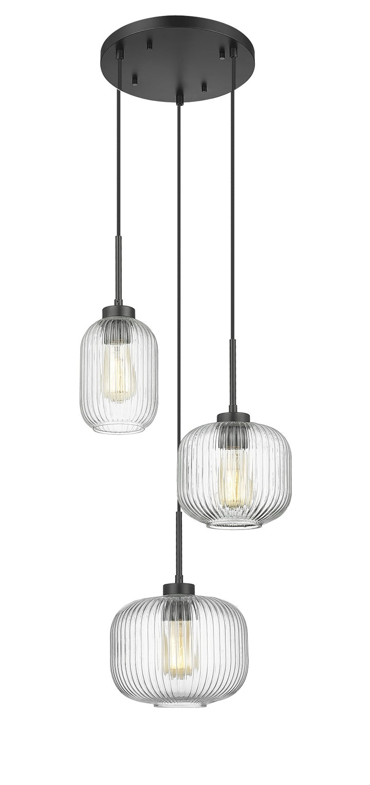 Omni - 3 Light Multi-Pendant with Clear or Smoked Glass in Matte Black by Moderno Lighting