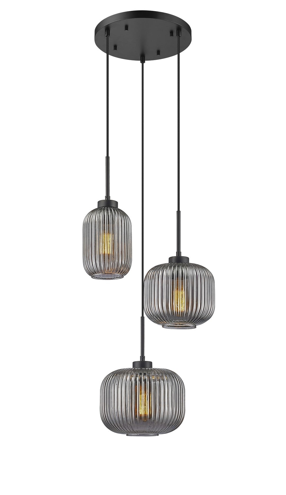Omni - 3 Light Multi-Pendant with Clear or Smoked Glass in Matte Black by Moderno Lighting