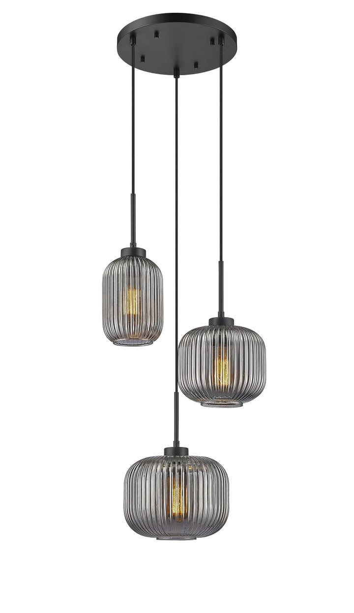 Omni - 3 Light Multi-Pendant with Clear or Smoked Glass in Matte Black by Moderno Lighting