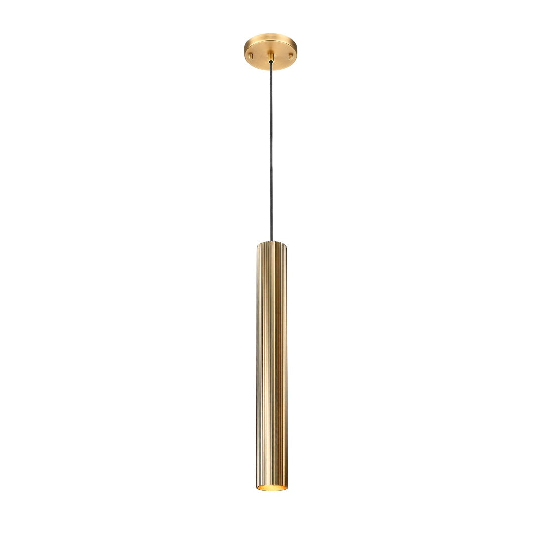 Latimer 1 Light Pendant with Reeded Aluminum Shade - Aged Brass