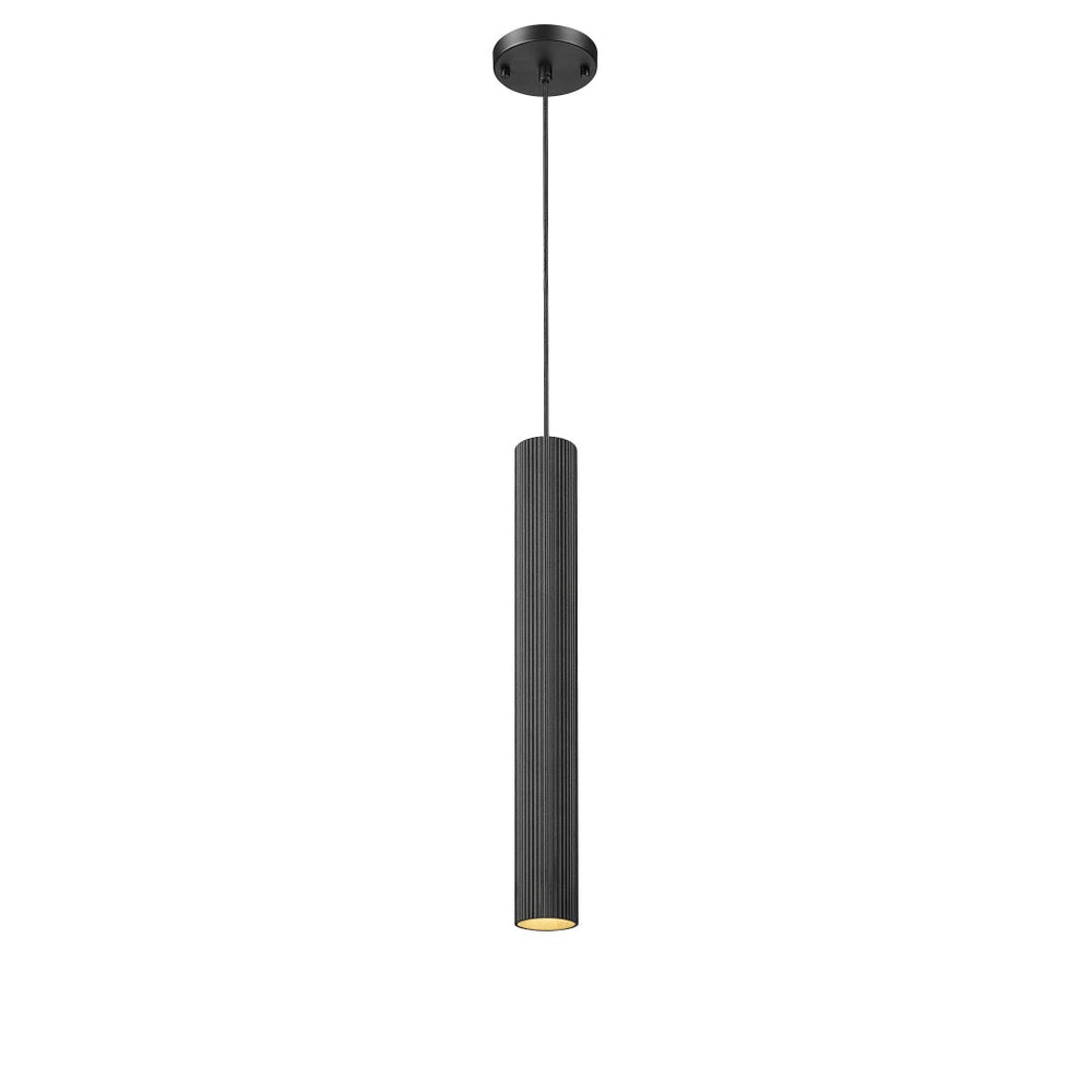 Latimer 1 Light Pendant with Reeded Aluminum Shade - Textured Black