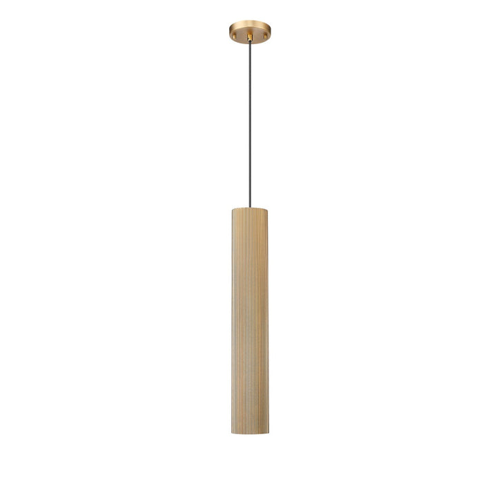 Latimer 1 Light Pendant with Reeded Aluminum Shade - Aged Brass