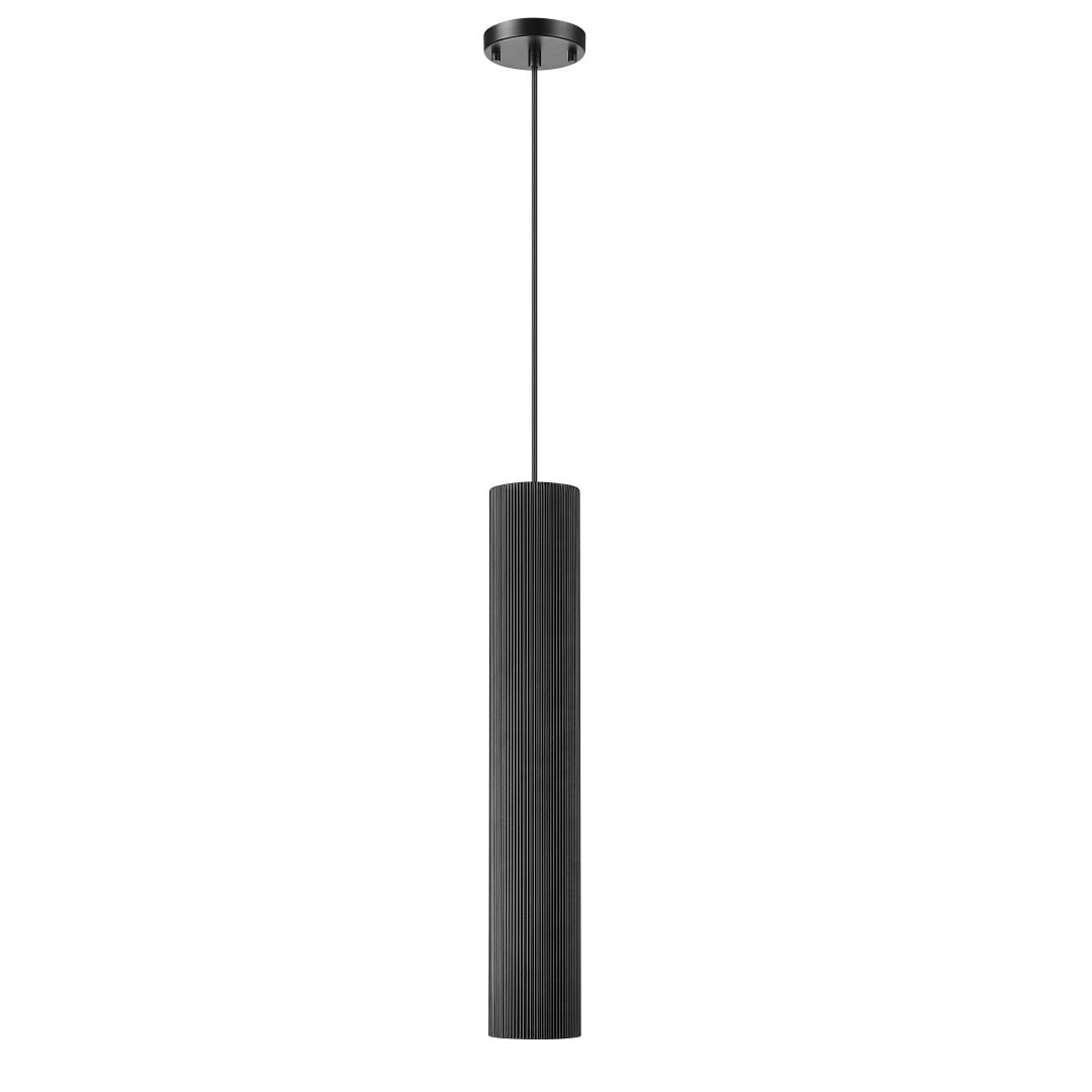 Latimer 1 Light Pendant with Reeded Aluminum Shade - Textured Black