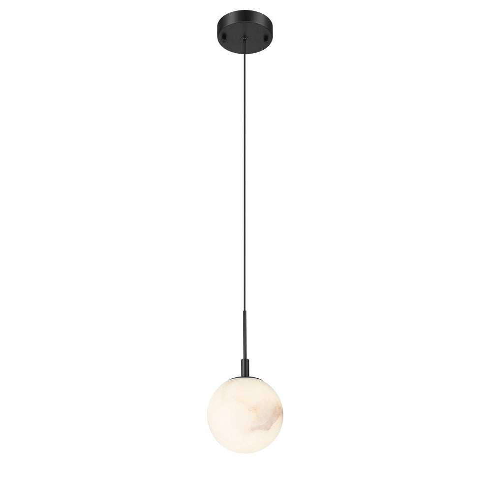 Rhea 1 Light LED Pendant with Alabaster Stone - Matte Black