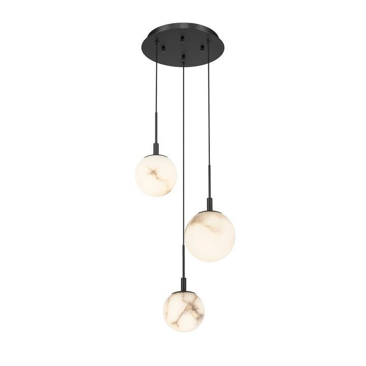 Rhea Multiple Light LED Pendant with Alabaster Stone - Matte Black