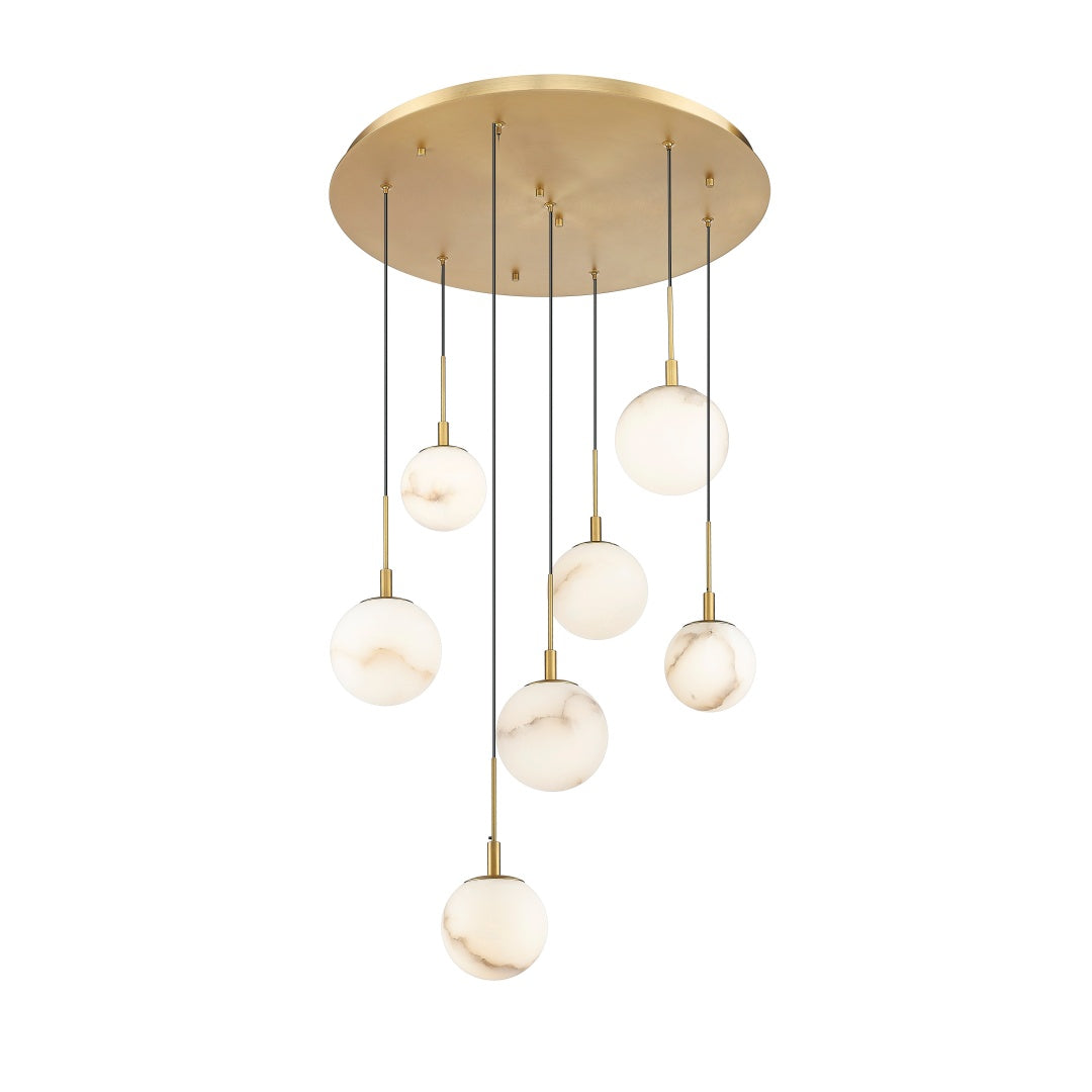 Rhea Multiple Light LED Pendant with Alabaster Stone - Aged Brass