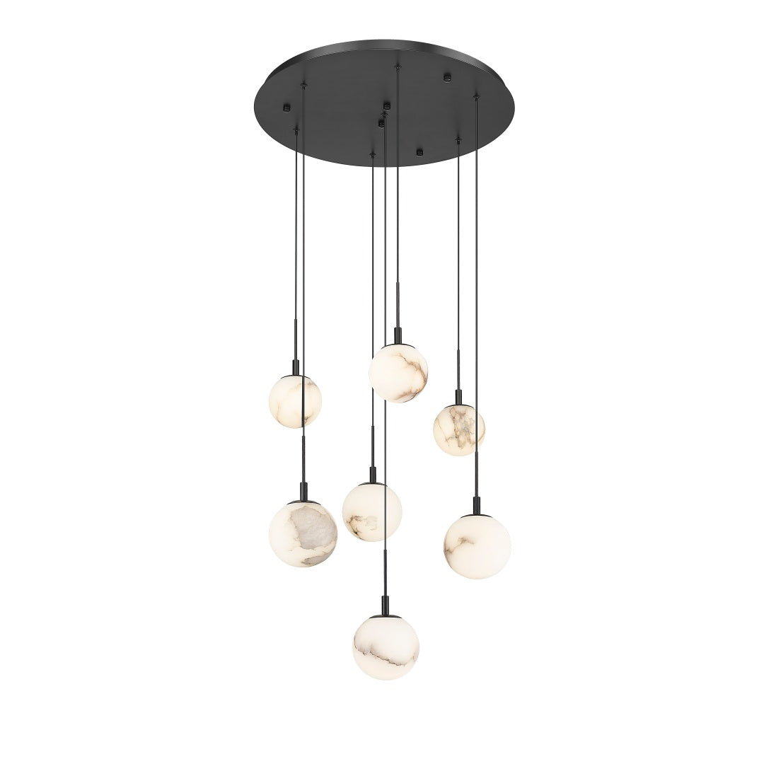 Rhea Multiple Light LED Pendant with Alabaster Stone - Matte Black