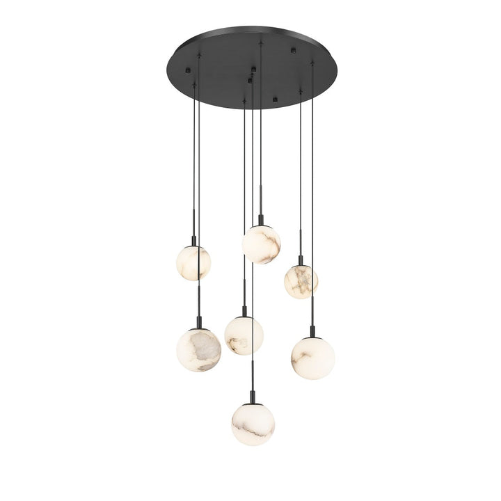 Rhea Multiple Light LED Pendant with Alabaster Stone - Matte Black