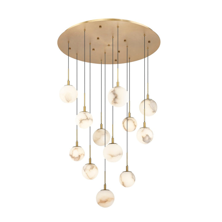 Rhea Multiple Light LED Pendant with Alabaster Stone - Aged Brass
