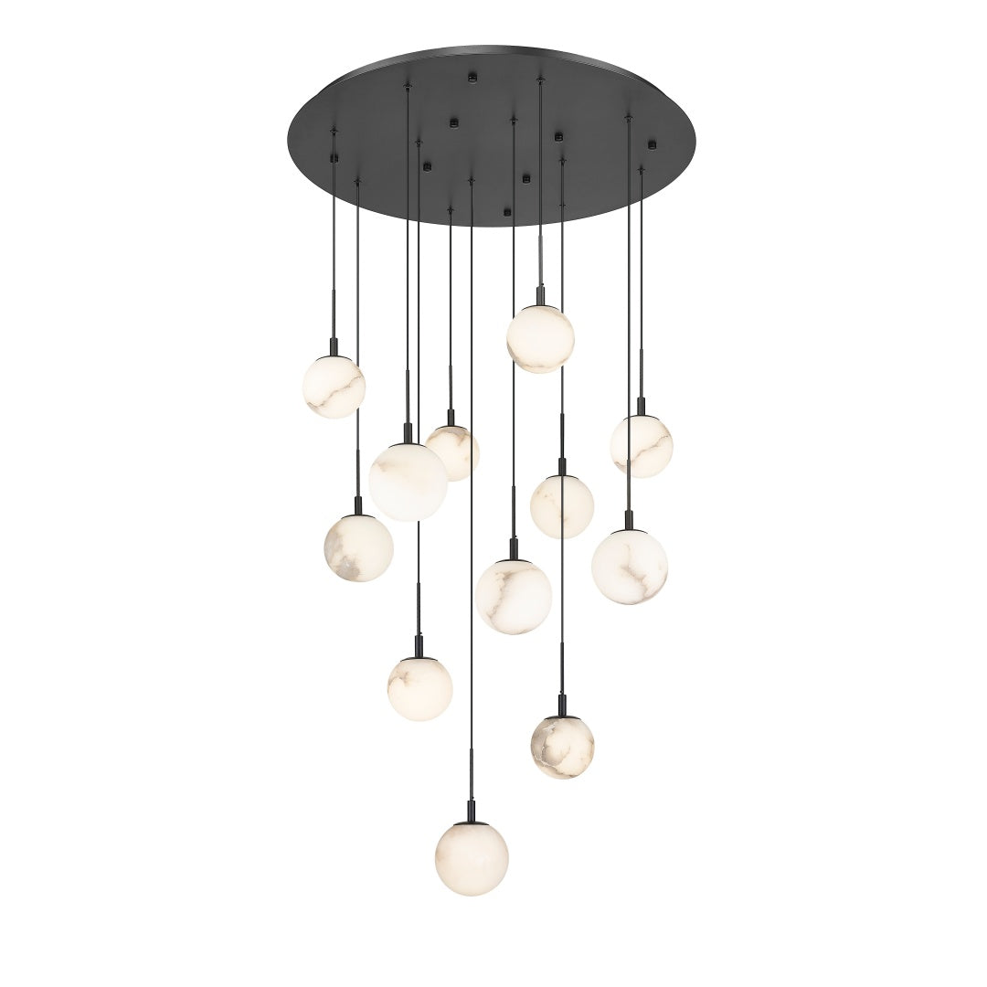 Rhea Multiple Light LED Pendant with Alabaster Stone - Matte Black