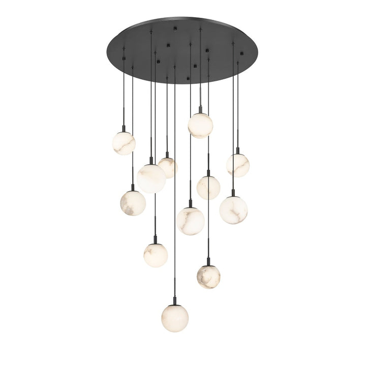 Rhea Multiple Light LED Pendant with Alabaster Stone - Matte Black