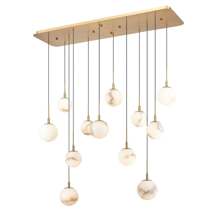 Rhea Linear LED Pendant with Alabaster Stone - Aged Brass