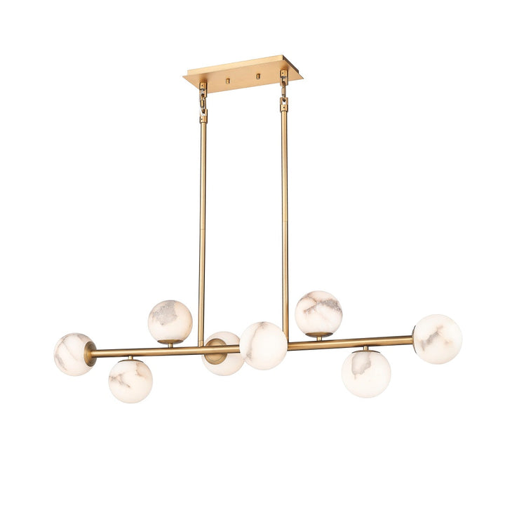 Rhea Linear LED Pendant with Alabaster Stone - Aged Brass